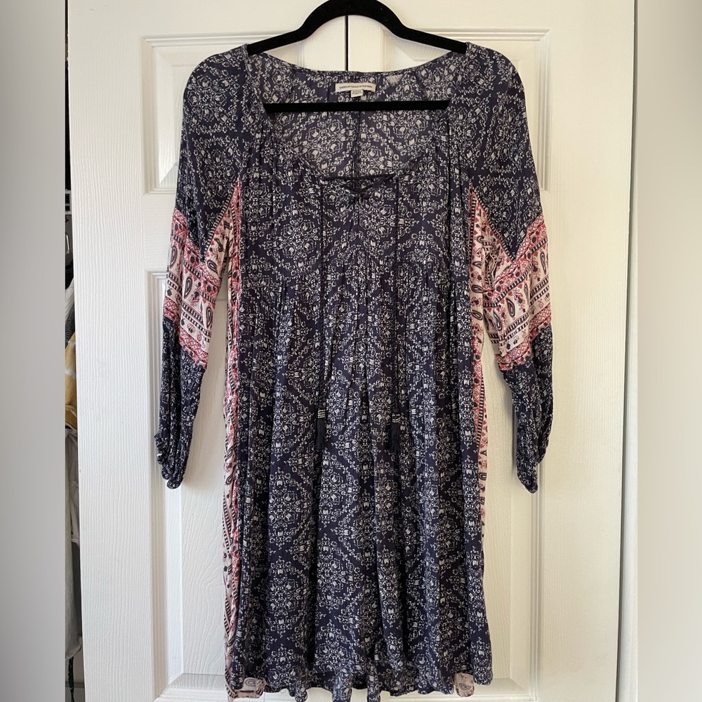 S American eagle boho Long sleeve dress
